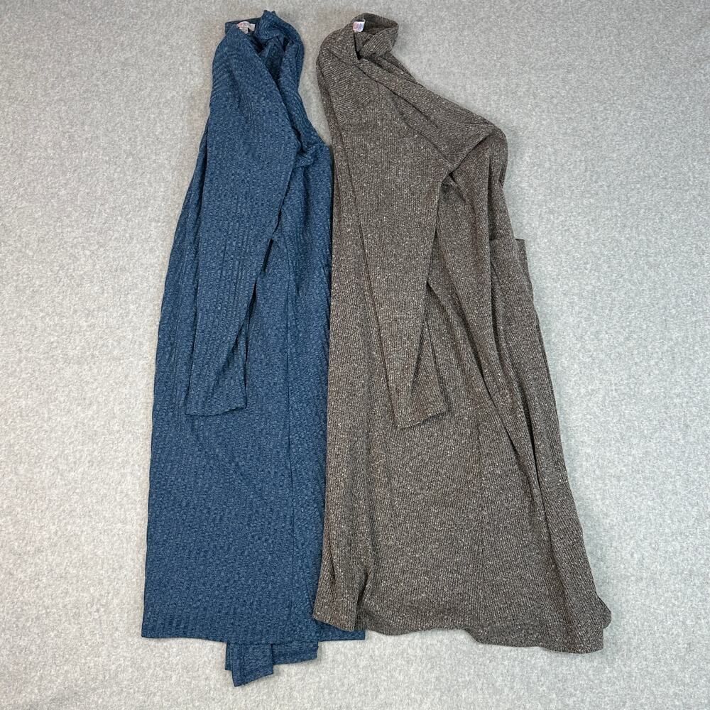Lularoe Cardigan Sweater Bundle of 2 WMNS L/XL Blue Brown Open Front Stretch